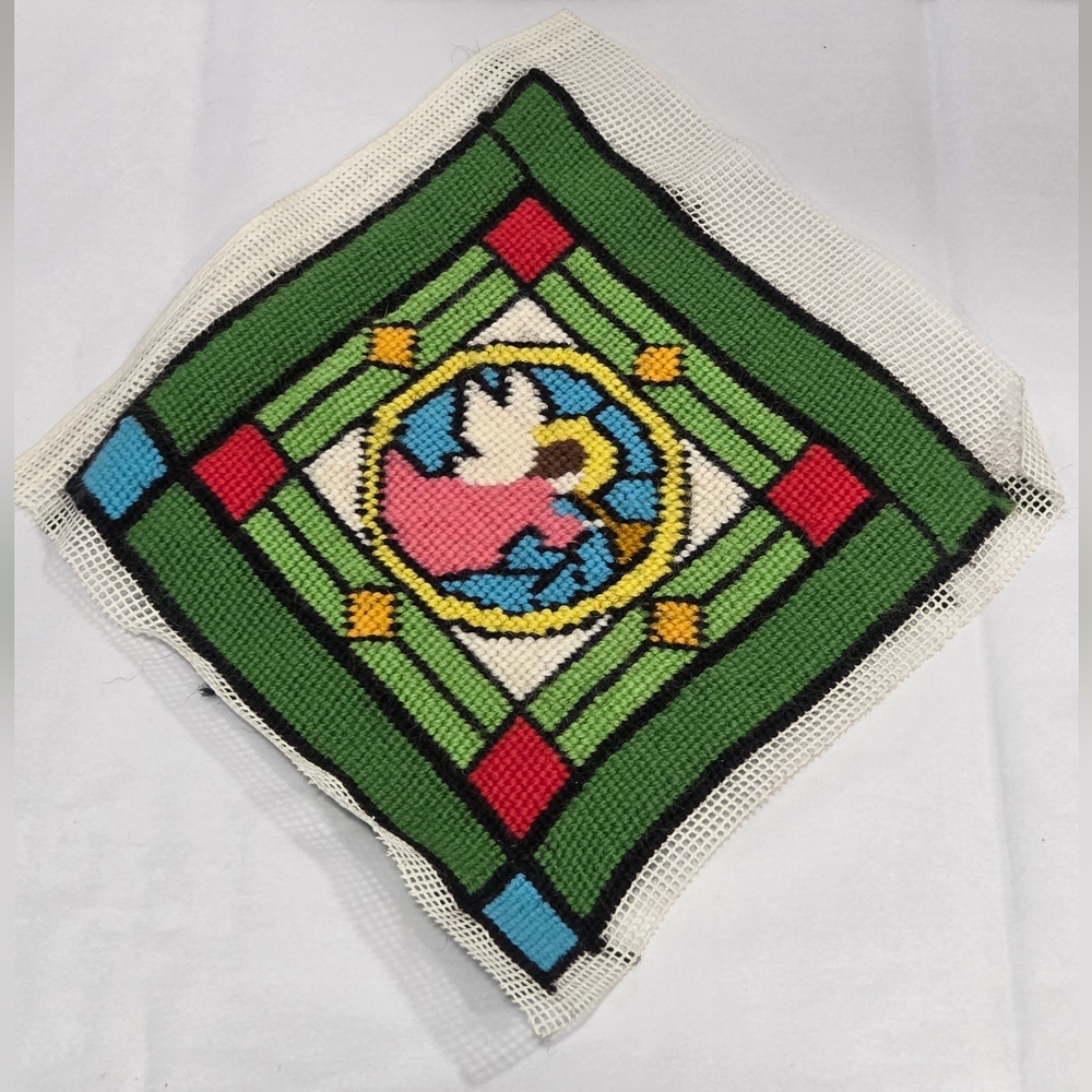 Vintage Completed Heralding Angel Needlepoint Unframed